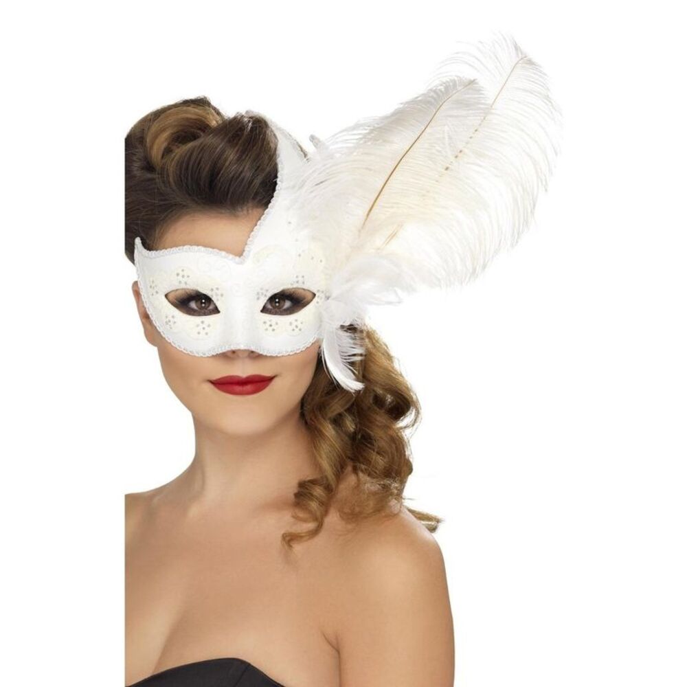 Smiffys Unisex Adult Ornate Columbina Eye Mask / White